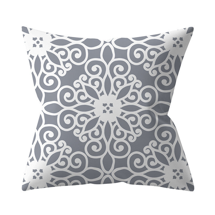 KTX-927187 Gray Geometric Abstraction Polyester Pillow Cover - European Style 45x45cm