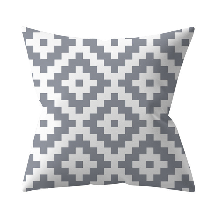 KTX-927187 Gray Geometric Abstraction Polyester Pillow Cover - European Style 45x45cm