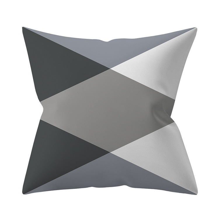 KTX-927187 Gray Geometric Abstraction Polyester Pillow Cover - European Style 45x45cm