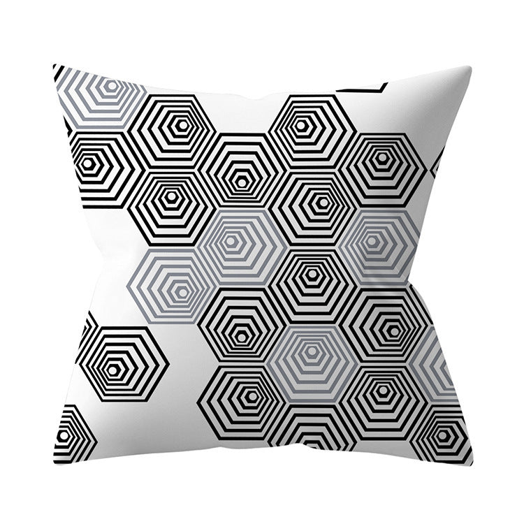 KTX-927187 Gray Geometric Abstraction Polyester Pillow Cover - European Style 45x45cm
