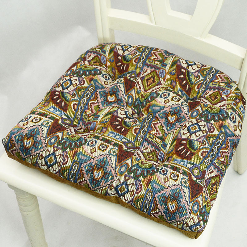 HKM-927315 American Style Jacquard Cushion with Geometric and Floral Design, 42x42CM