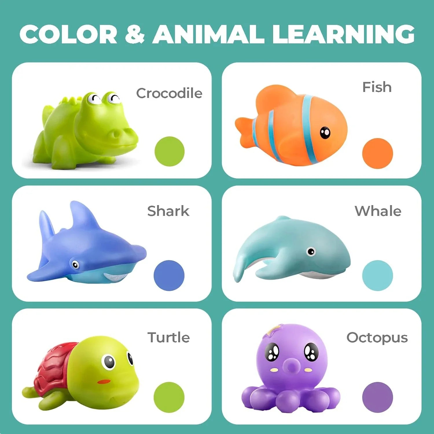 HKM-927315 Eco-Friendly Silicone Ocean Animal Bath Toys Set for Toddlers - 6 Pieces, Mold-Free Fun