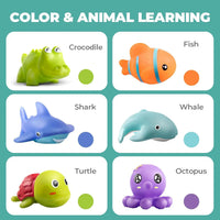 HKM-927315 Eco-Friendly Silicone Ocean Animal Bath Toys Set for Toddlers - 6 Pieces, Mold-Free Fun