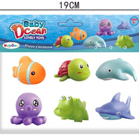 HKM-927315 Eco-Friendly Silicone Ocean Animal Bath Toys Set for Toddlers - 6 Pieces, Mold-Free Fun