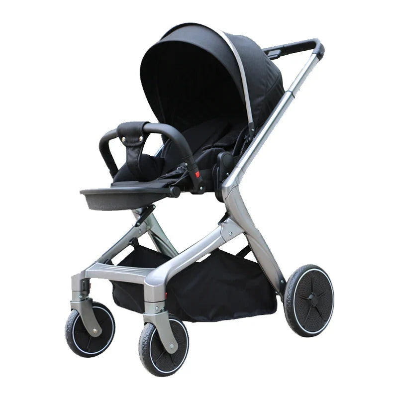 KTX-927699 3-in-1 Reversible Linen Baby Stroller with Basket for Ages 0-3 Years