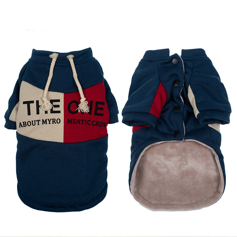 HKM-927763 Cozy Cotton Sweater for Small Dogs – Fall Winter Two-Legged Design in Red, Blue, and Gray