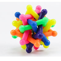 HKM-927955 Colorful Bell Woven Ball Dog Chew Toy - Soft Rubber, 7CM Diameter