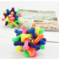 HKM-927955 Colorful Bell Woven Ball Dog Chew Toy - Soft Rubber, 7CM Diameter