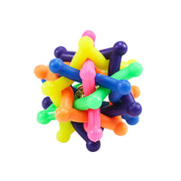 HKM-927955 Colorful Bell Woven Ball Dog Chew Toy - Soft Rubber, 7CM Diameter
