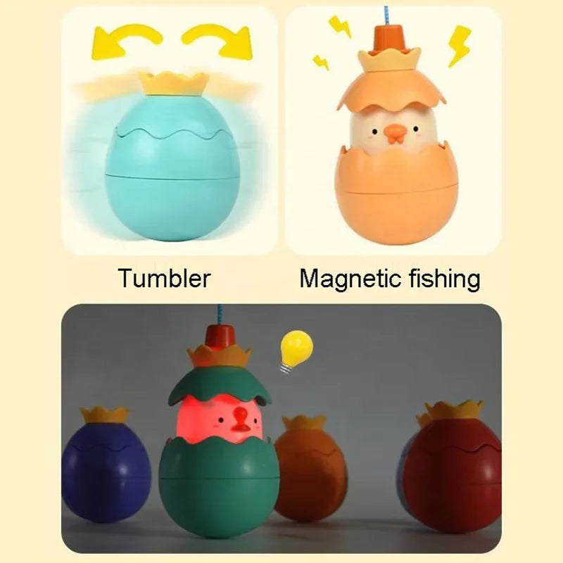 HKM-928083 2 in 1 Baby Bathtub Fishing Toy Set with Colorful Animal & Dinosaur Egg Water Play Toys for Ages 0-7 Years