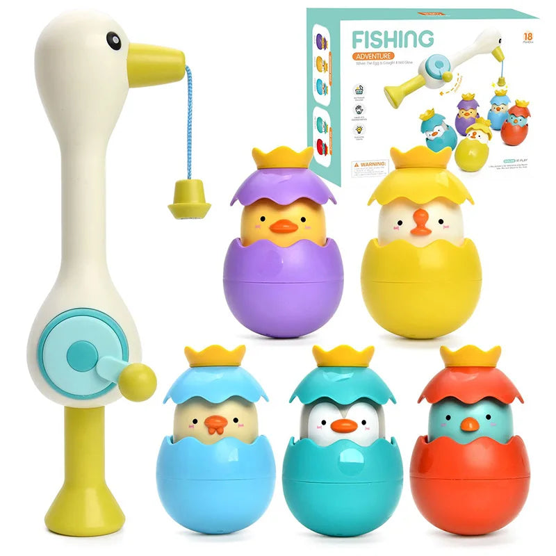 HKM-928083 2 in 1 Baby Bathtub Fishing Toy Set with Colorful Animal & Dinosaur Egg Water Play Toys for Ages 0-7 Years