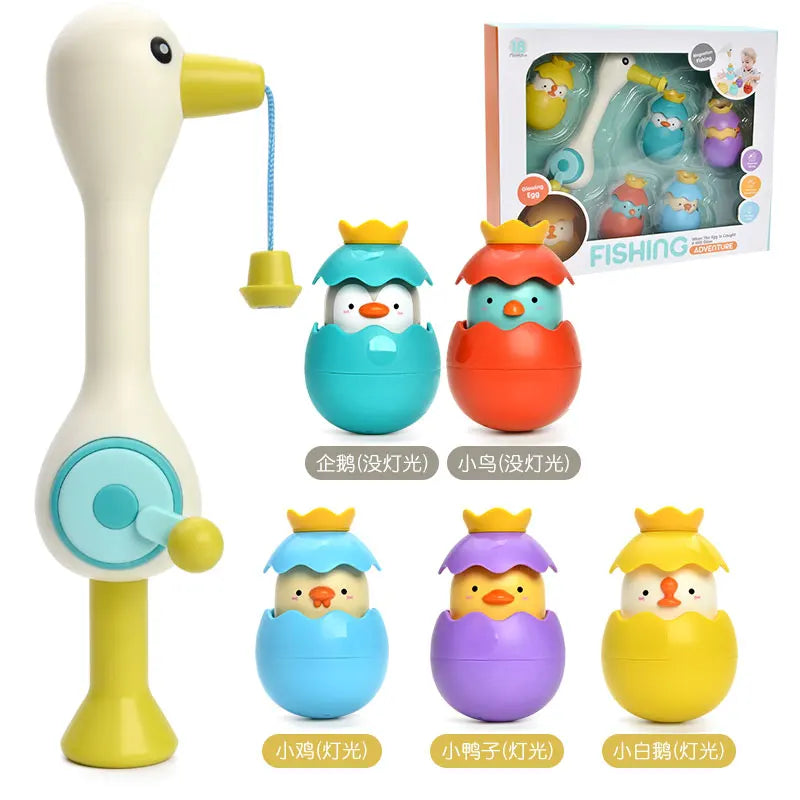 HKM-928083 2 in 1 Baby Bathtub Fishing Toy Set with Colorful Animal & Dinosaur Egg Water Play Toys for Ages 0-7 Years
