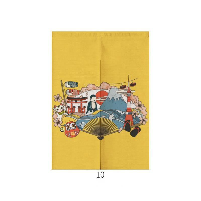 HKM-928211 Japanese Style Ukiyo-e Fabric Door Curtain - Decorative Home Entrance Drapery (Multiple Sizes Available)