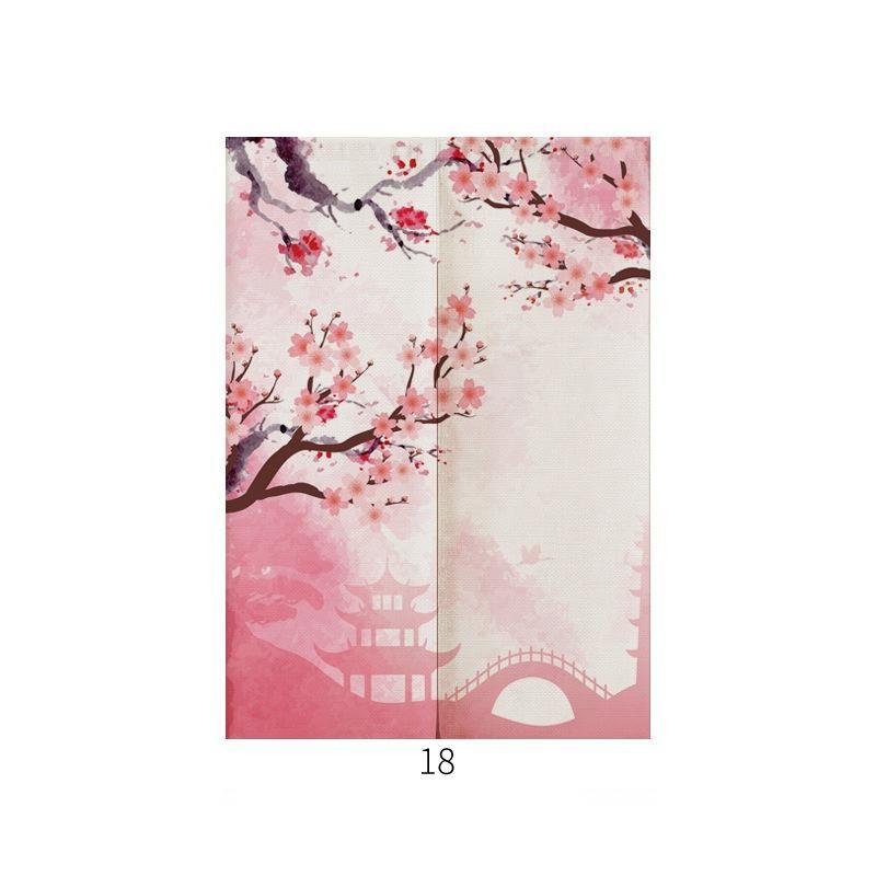 HKM-928211 Japanese Style Ukiyo-e Fabric Door Curtain - Decorative Home Entrance Drapery (Multiple Sizes Available)