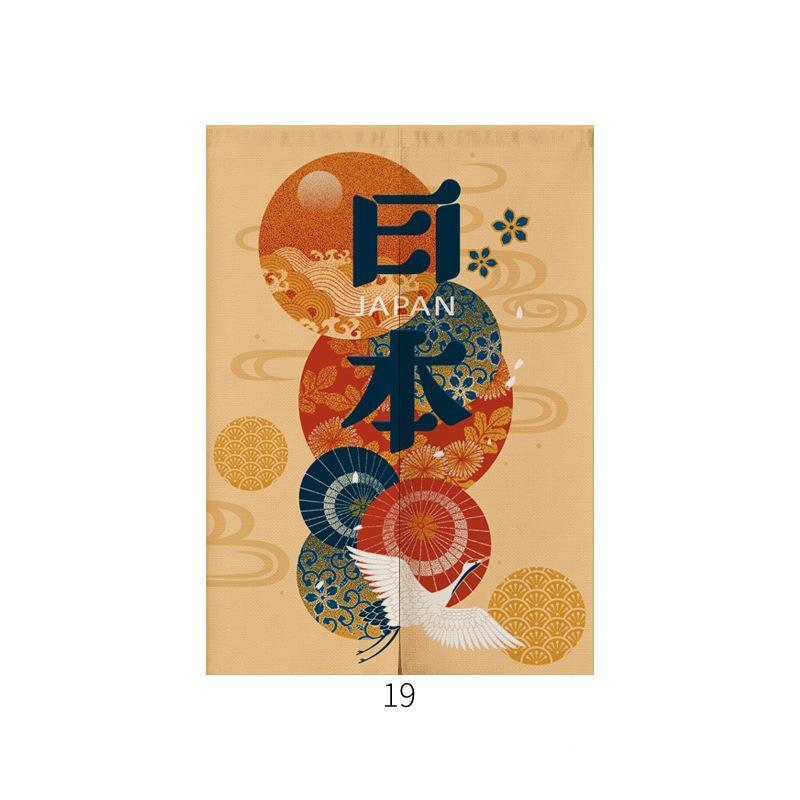 HKM-928211 Japanese Style Ukiyo-e Fabric Door Curtain - Decorative Home Entrance Drapery (Multiple Sizes Available)
