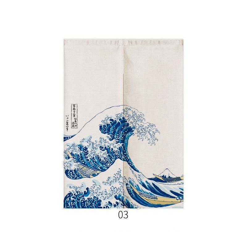HKM-928211 Japanese Style Ukiyo-e Fabric Door Curtain - Decorative Home Entrance Drapery (Multiple Sizes Available)