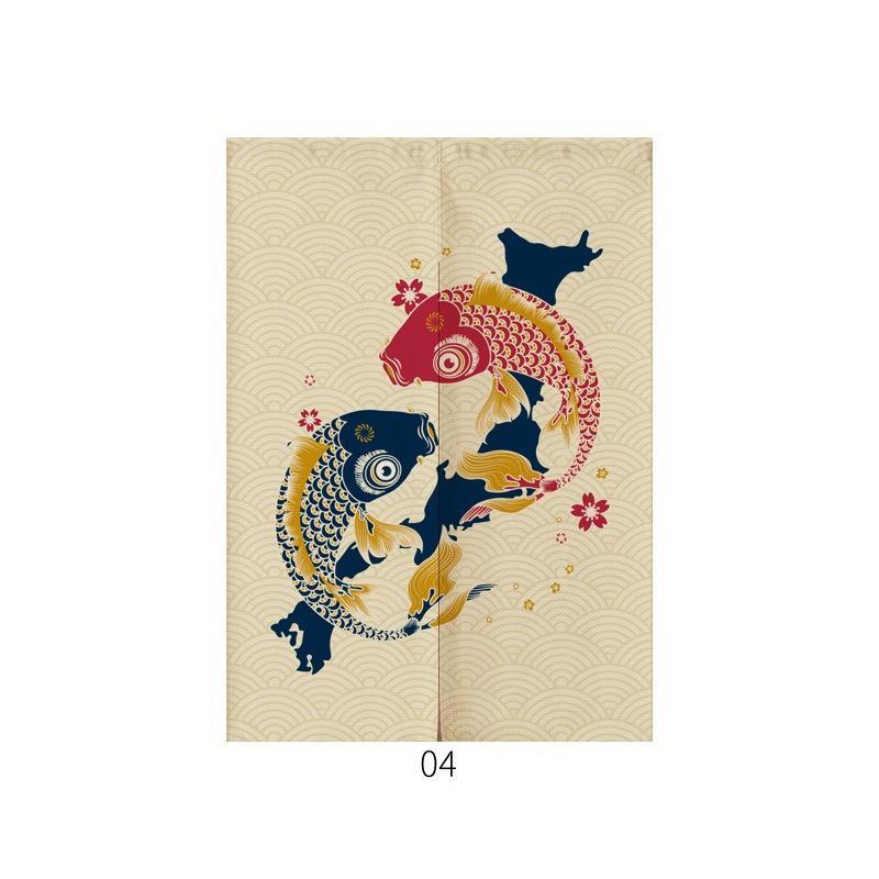 HKM-928211 Japanese Style Ukiyo-e Fabric Door Curtain - Decorative Home Entrance Drapery (Multiple Sizes Available)