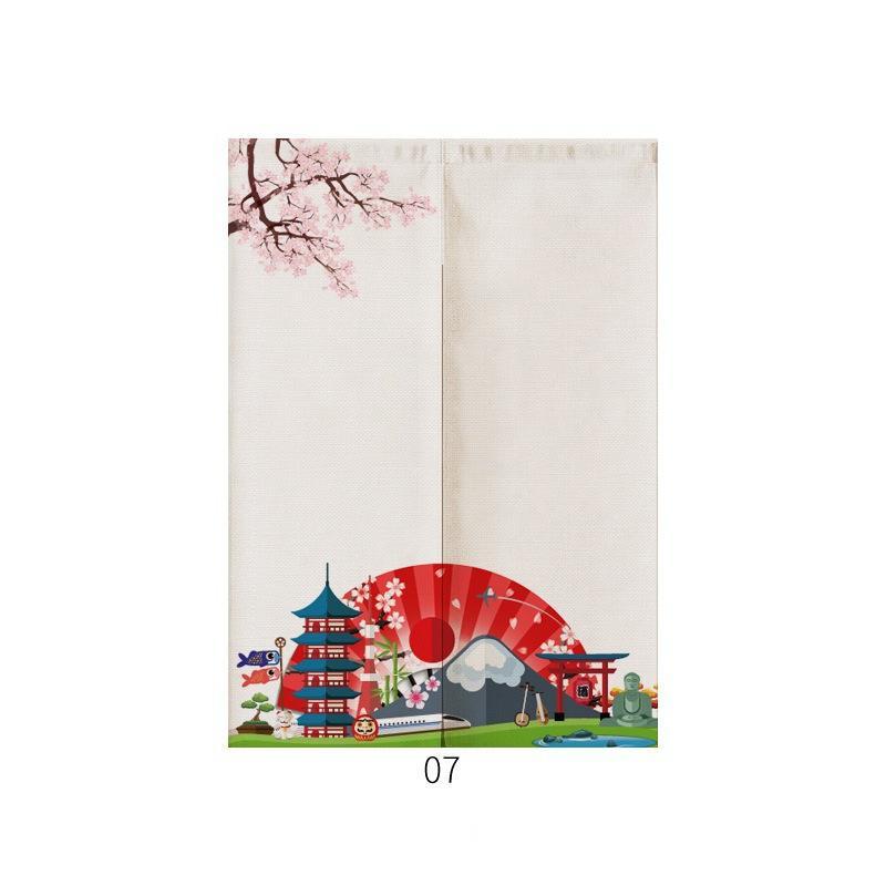 HKM-928211 Japanese Style Ukiyo-e Fabric Door Curtain - Decorative Home Entrance Drapery (Multiple Sizes Available)