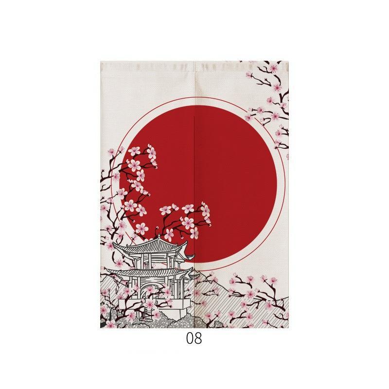 HKM-928211 Japanese Style Ukiyo-e Fabric Door Curtain - Decorative Home Entrance Drapery (Multiple Sizes Available)