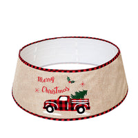 HKM-928275 Christmas Tree Skirt with Car Linen Design, 61cm Upper Diameter, 77cm Lower Diameter, 26cm Height