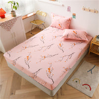 HKM-928467 Aloe Cotton Non-slip Mattress Protector Bed Sheet Cover with Floral Designs