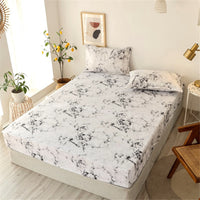 HKM-928467 Aloe Cotton Non-slip Mattress Protector Bed Sheet Cover with Floral Designs