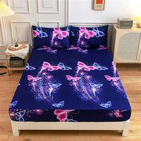 HKM-928467 Aloe Cotton Non-slip Mattress Protector Bed Sheet Cover with Floral Designs