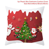 HKM-928467 Christmas-Themed Linen Pillowcase for Sofa Decoration - Red & Green, 45x45cm