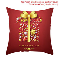 HKM-928467 Christmas-Themed Linen Pillowcase for Sofa Decoration - Red & Green, 45x45cm