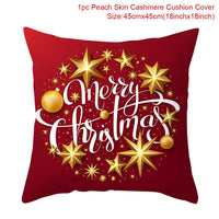 HKM-928467 Christmas-Themed Linen Pillowcase for Sofa Decoration - Red & Green, 45x45cm