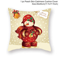 HKM-928467 Christmas-Themed Linen Pillowcase for Sofa Decoration - Red & Green, 45x45cm