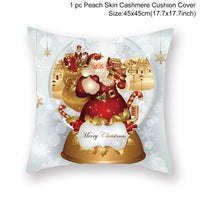 HKM-928467 Christmas-Themed Linen Pillowcase for Sofa Decoration - Red & Green, 45x45cm