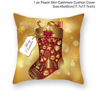 HKM-928467 Christmas-Themed Linen Pillowcase for Sofa Decoration - Red & Green, 45x45cm