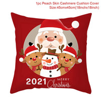 HKM-928467 Christmas-Themed Linen Pillowcase for Sofa Decoration - Red & Green, 45x45cm