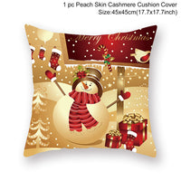 HKM-928467 Christmas-Themed Linen Pillowcase for Sofa Decoration - Red & Green, 45x45cm