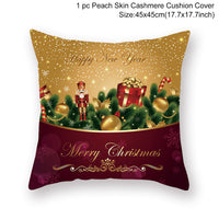 HKM-928467 Christmas-Themed Linen Pillowcase for Sofa Decoration - Red & Green, 45x45cm