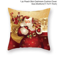 HKM-928467 Christmas-Themed Linen Pillowcase for Sofa Decoration - Red & Green, 45x45cm