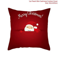 HKM-928467 Christmas-Themed Linen Pillowcase for Sofa Decoration - Red & Green, 45x45cm