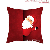 HKM-928467 Christmas-Themed Linen Pillowcase for Sofa Decoration - Red & Green, 45x45cm