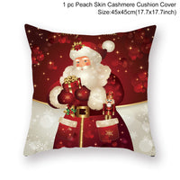 HKM-928467 Christmas-Themed Linen Pillowcase for Sofa Decoration - Red & Green, 45x45cm