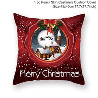 HKM-928467 Christmas-Themed Linen Pillowcase for Sofa Decoration - Red & Green, 45x45cm