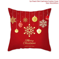 HKM-928467 Christmas-Themed Linen Pillowcase for Sofa Decoration - Red & Green, 45x45cm