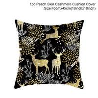 HKM-928467 Christmas-Themed Linen Pillowcase for Sofa Decoration - Red & Green, 45x45cm