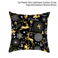 HKM-928467 Christmas-Themed Linen Pillowcase for Sofa Decoration - Red & Green, 45x45cm