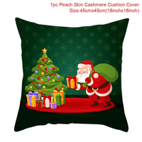 HKM-928467 Christmas-Themed Linen Pillowcase for Sofa Decoration - Red & Green, 45x45cm