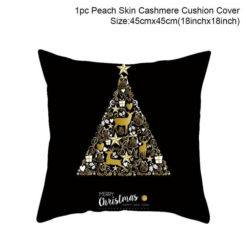 HKM-928467 Christmas-Themed Linen Pillowcase for Sofa Decoration - Red & Green, 45x45cm
