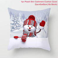 HKM-928467 Christmas-Themed Linen Pillowcase for Sofa Decoration - Red & Green, 45x45cm