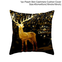 HKM-928467 Christmas-Themed Linen Pillowcase for Sofa Decoration - Red & Green, 45x45cm