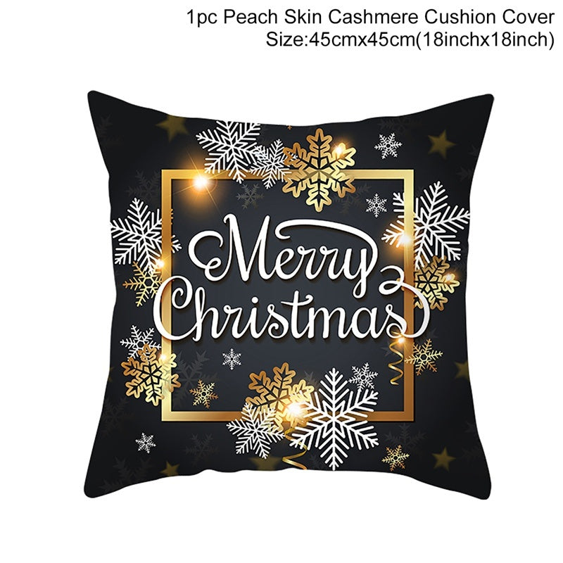HKM-928467 Christmas-Themed Linen Pillowcase for Sofa Decoration - Red & Green, 45x45cm