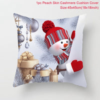 HKM-928467 Christmas-Themed Linen Pillowcase for Sofa Decoration - Red & Green, 45x45cm